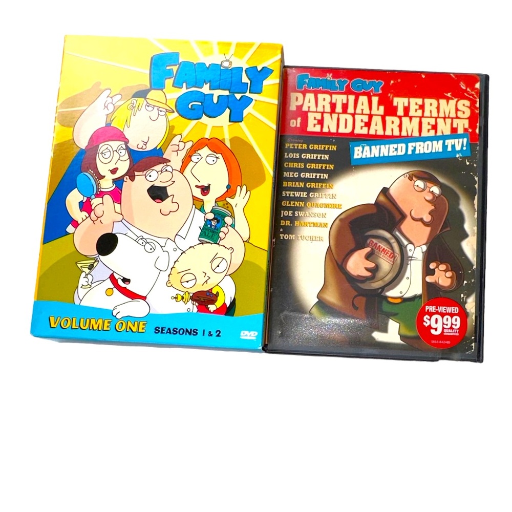 Family, Guy, DVD bundle season 1 & 2, and Partial Terms of Endearment